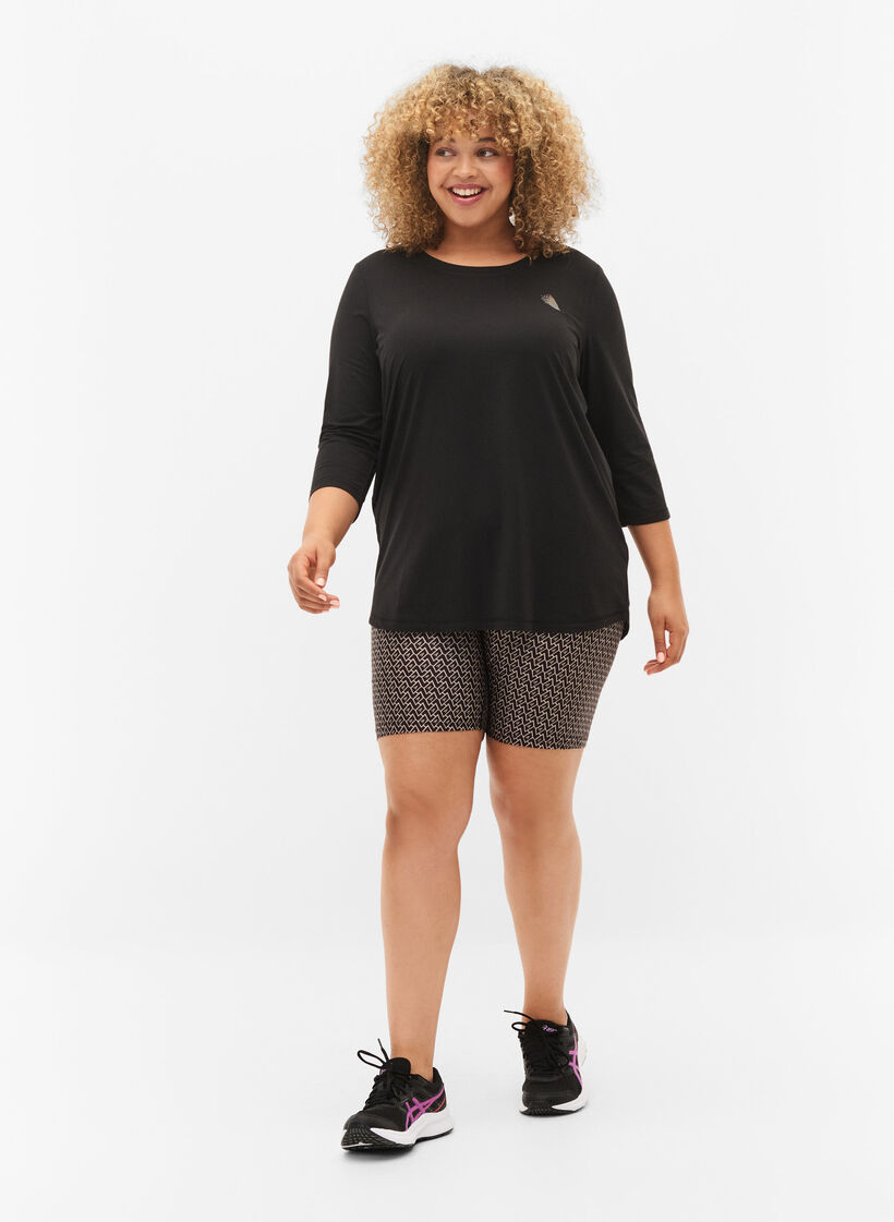 Træningsbluse med 3/4 ærmer, Sort, Model image number 1