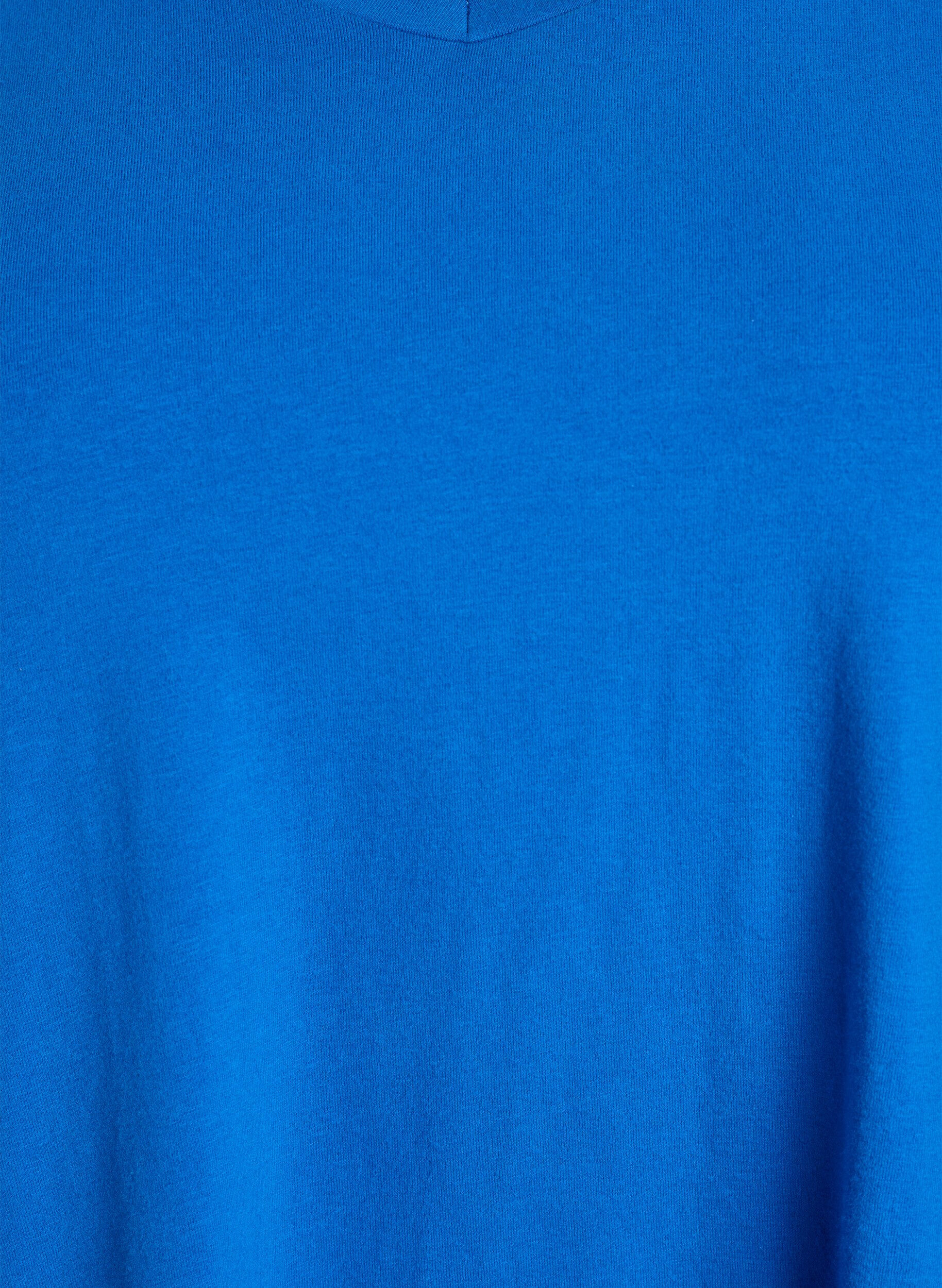ZizziEnsfarvet basis t-shirt i bomuld, Bl&aring;, Packshot image number 2