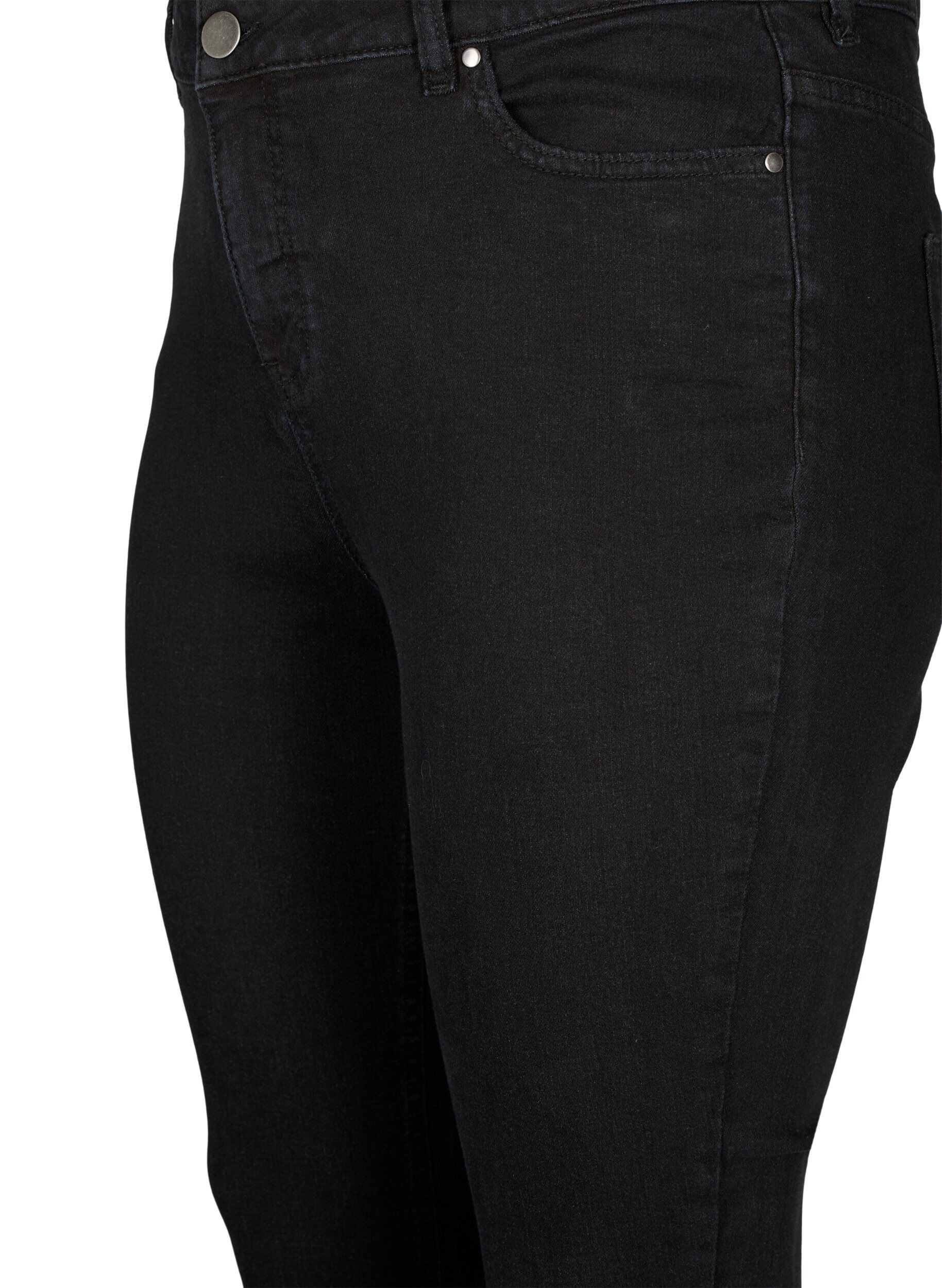 Zizzi H&oslash;jtaljede Amy jeans med super slim fit, Black, Packshot image number 2