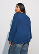 Bluse med V-udsk&aelig;ring og crochetb&aring;nd, Bl&aring;, Model image number 2