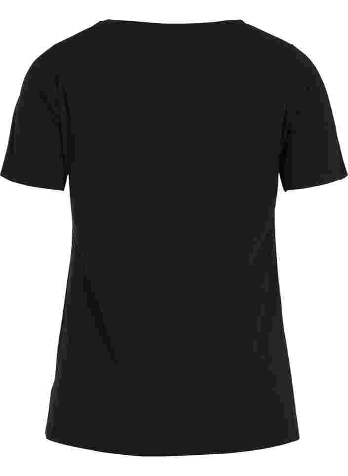 Ensfarvet basis t-shirt i bomuld, Black, Packshot image number 1