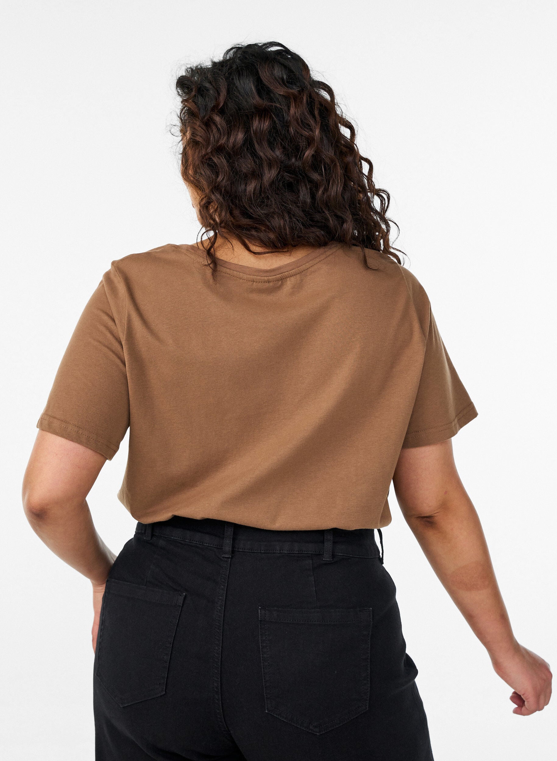 ZizziT-shirt med motiv , Brun, Model image number 2