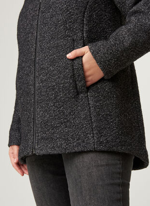 Kort meleret jakke med uld, Dark Grey Melange, Model image number 2