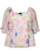 Bluse i lyocell med blomsterprint og hjerteudsk&aelig;ring, Hvid, Packshot image number 0