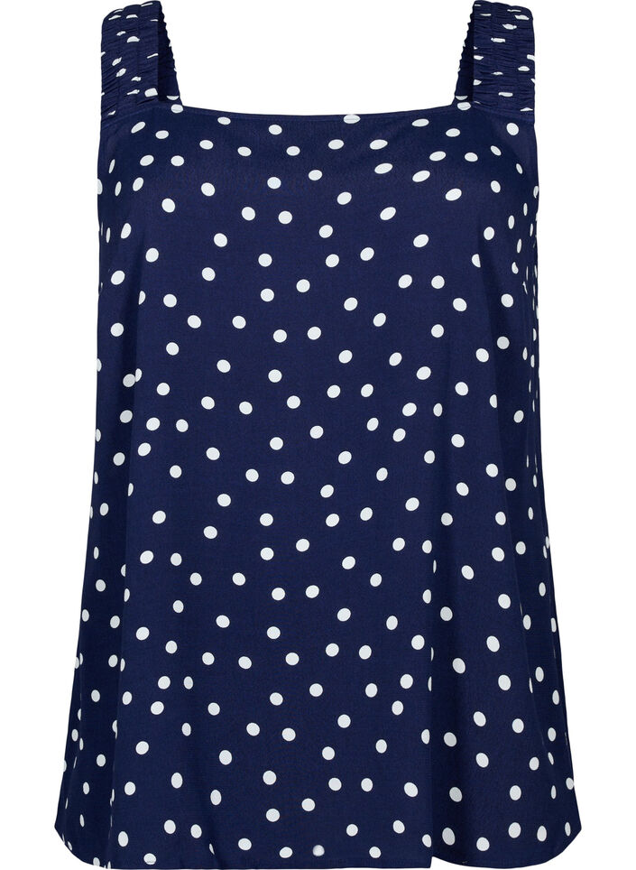 Printet viskosetop med a-shape, Peacoat Dot, Packshot image number 0