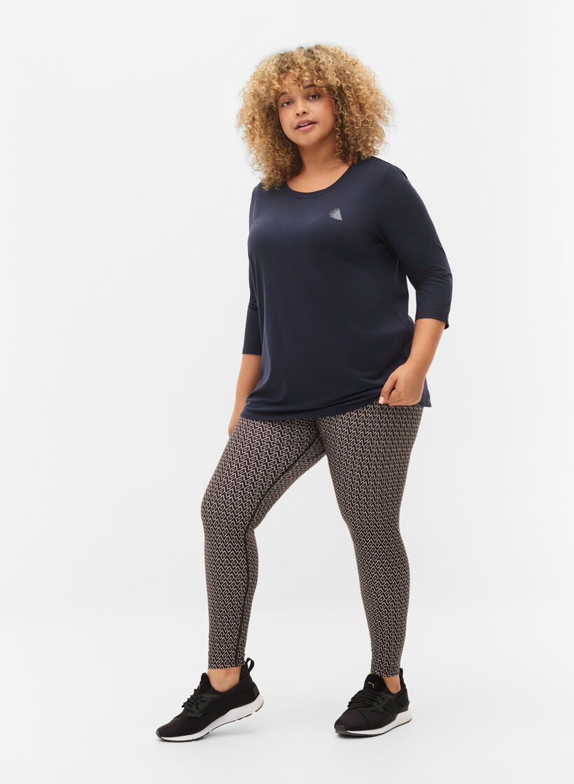 Træningsbluse med 3/4 ærmer, Blå, Model image number 1