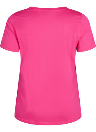 Bomulds t-shirt med printdetalje, Beetroot Purple NEW, Packshot image number 1
