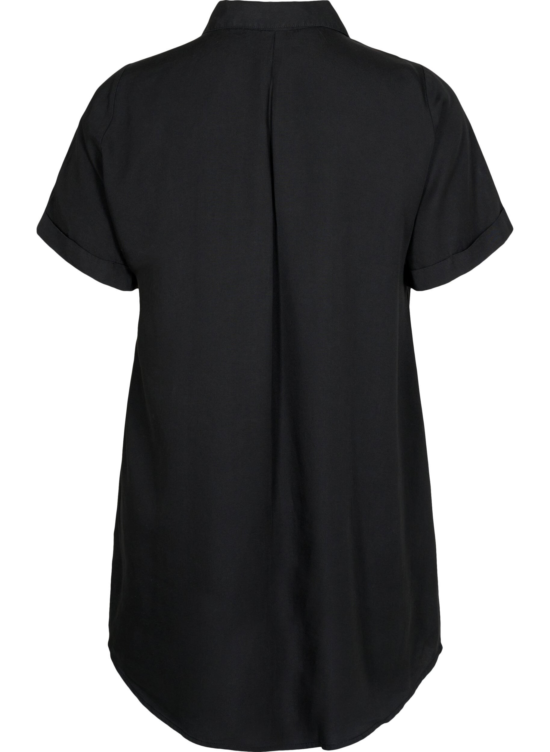 Zizzi Kort&aelig;rmet tunika i lyocell (TENCEL&trade;), Black, Packshot image number 1