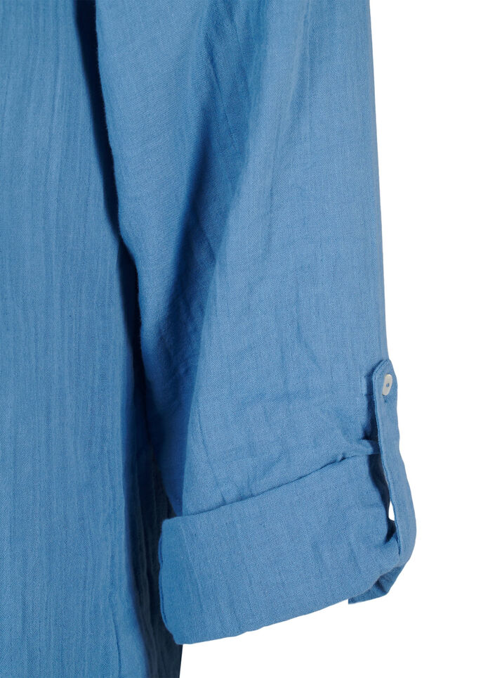 Bluse i bomuld med broderi anglaise og 3/4 ærmer, Riverside, Packshot image number 3