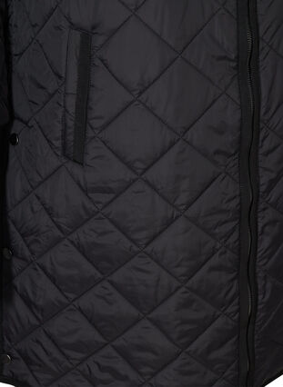 Quiltet termojakke med hætte og lynlås, Black, Packshot image number 2