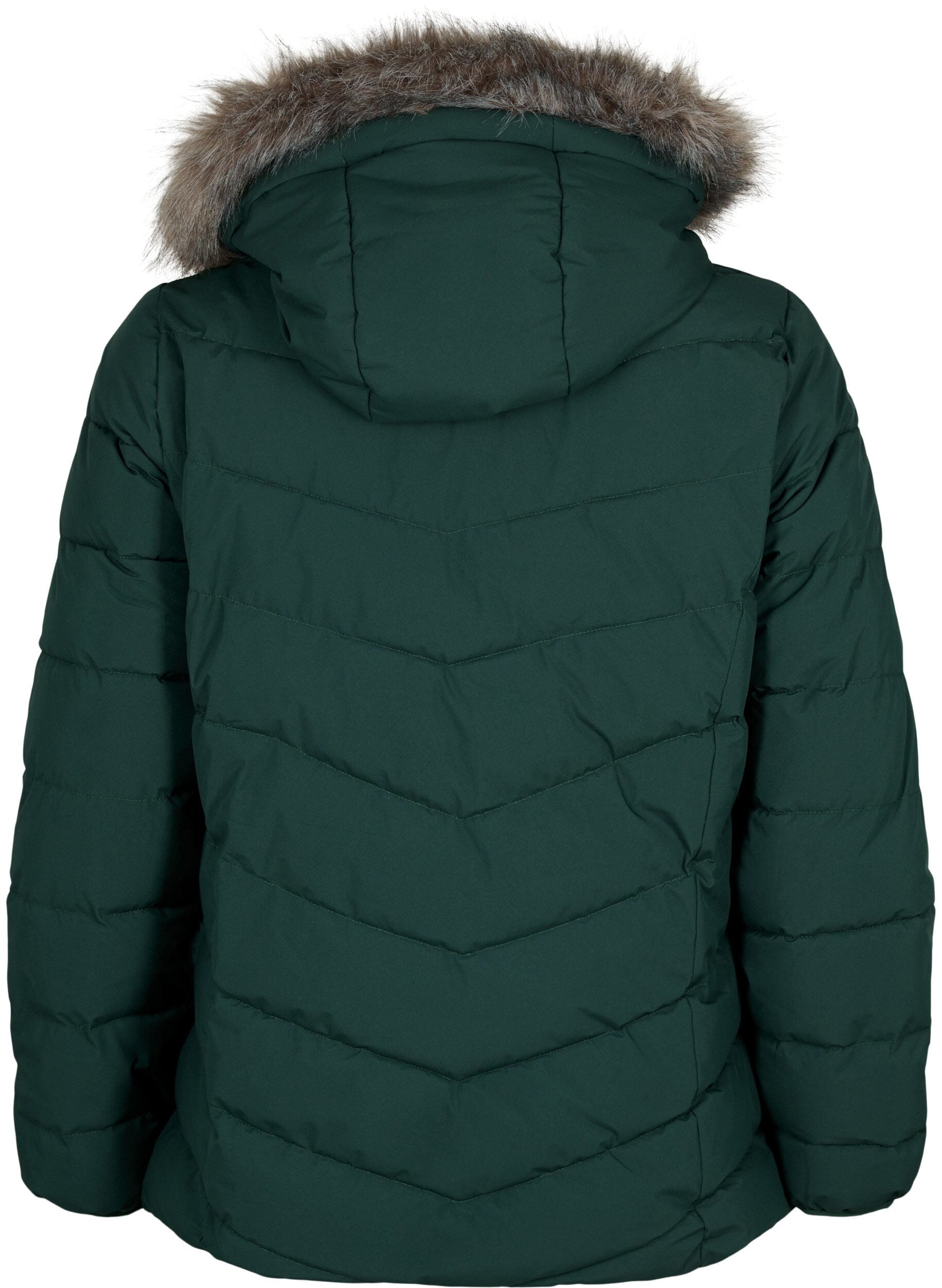 ZizziKort pufferjakke med h&aelig;tte, Gr&oslash;n, Packshot image number 1