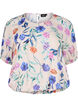 Blomstret bluse med smock, Bl&aring;, Packshot image number 0