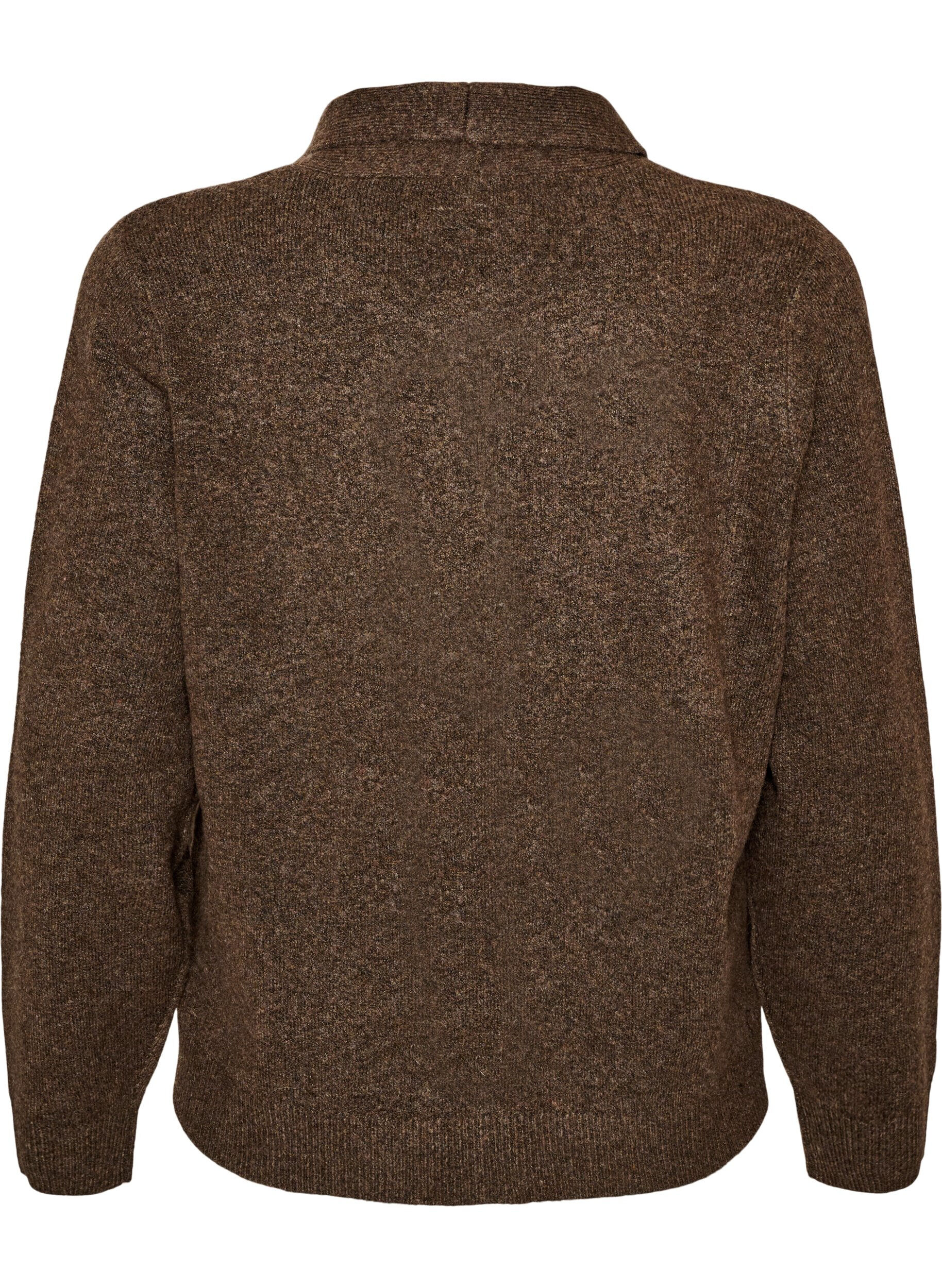 ZizziCardigan med sl&oslash;jfeb&aring;nd og knapper, Brun, Packshot image number 1
