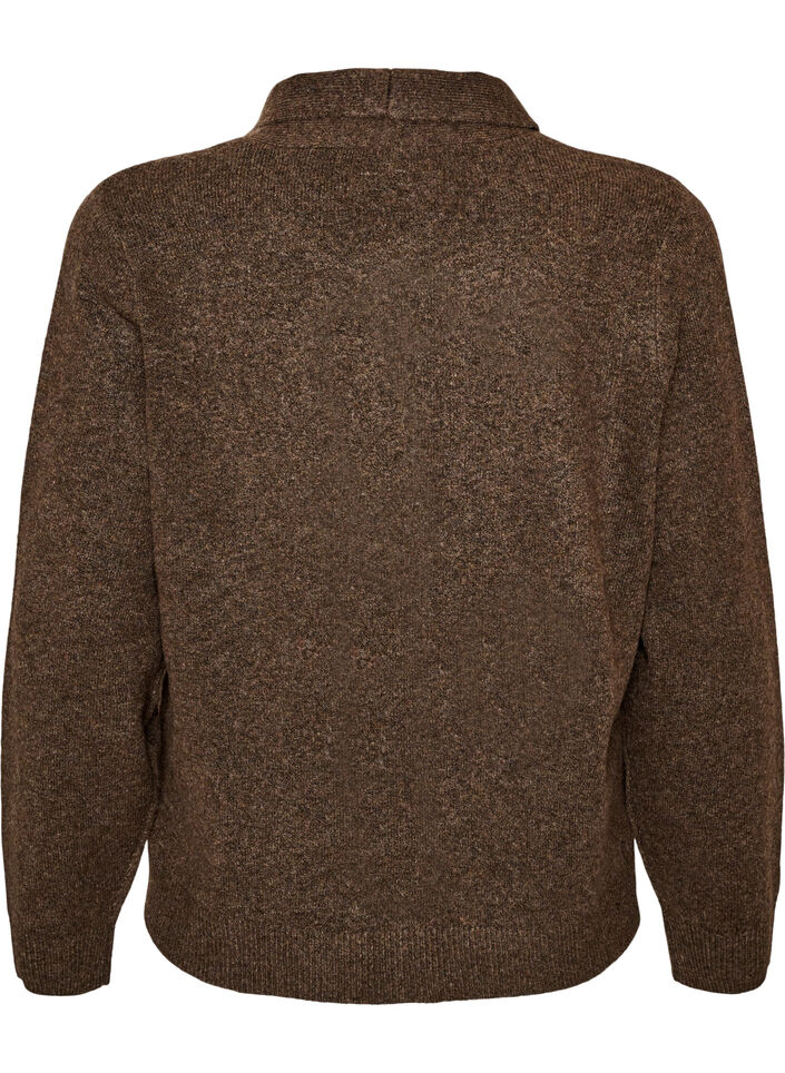 Cardigan med sl&oslash;jfeb&aring;nd og knapper, Brun, Packshot image number 1