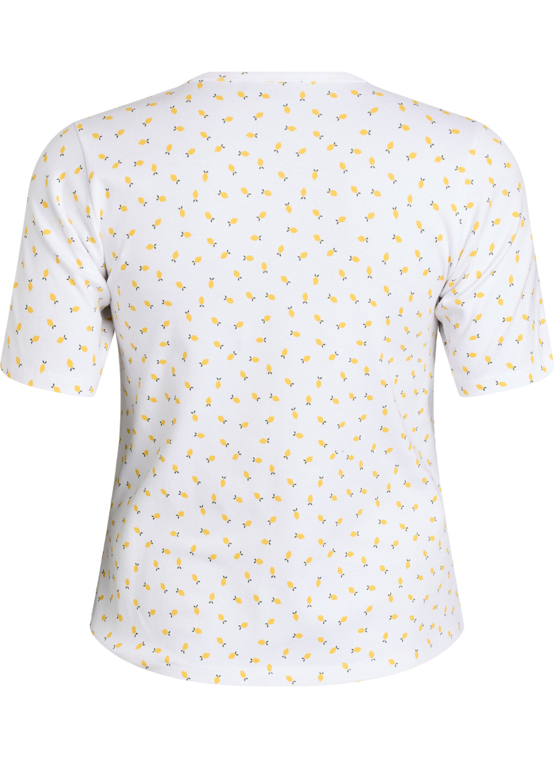 Zizzi T-shirt i bomuld med allover print, Hvid, Packshot image number 1