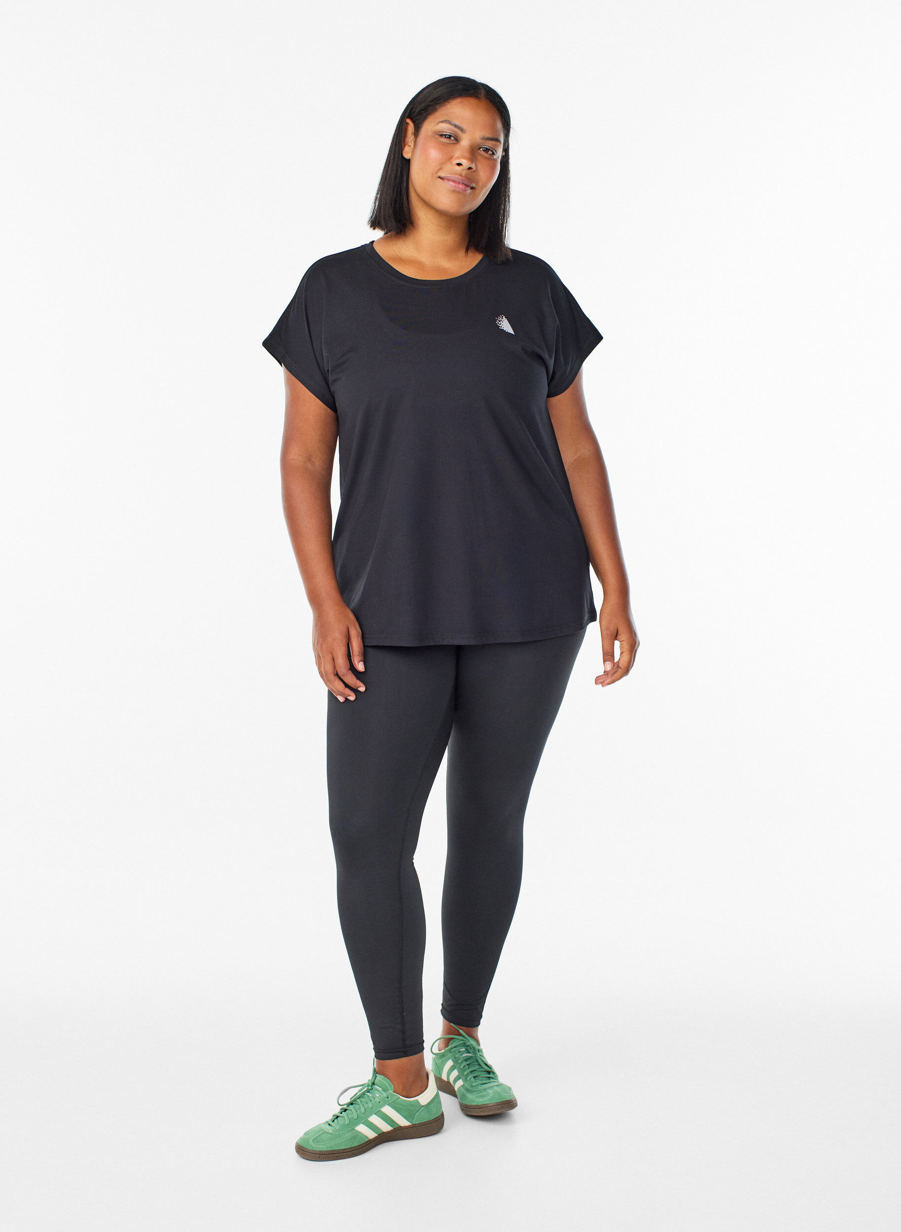 ZizziEnsfarvet tr&aelig;nings t-shirt, Sort, Model image number 1