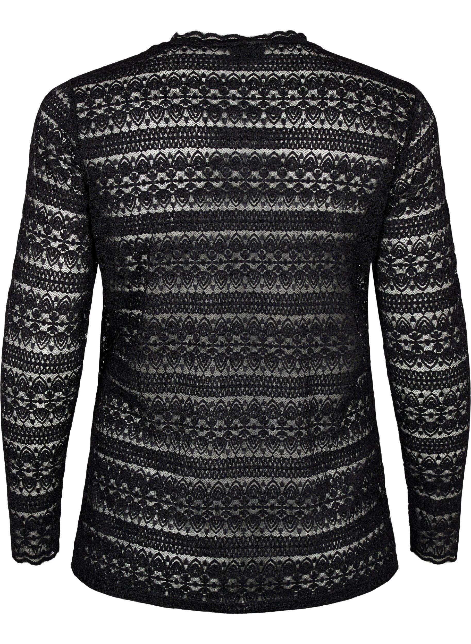 Zizzi Blondebluse med lange &aelig;rmer, Black, Packshot image number 1