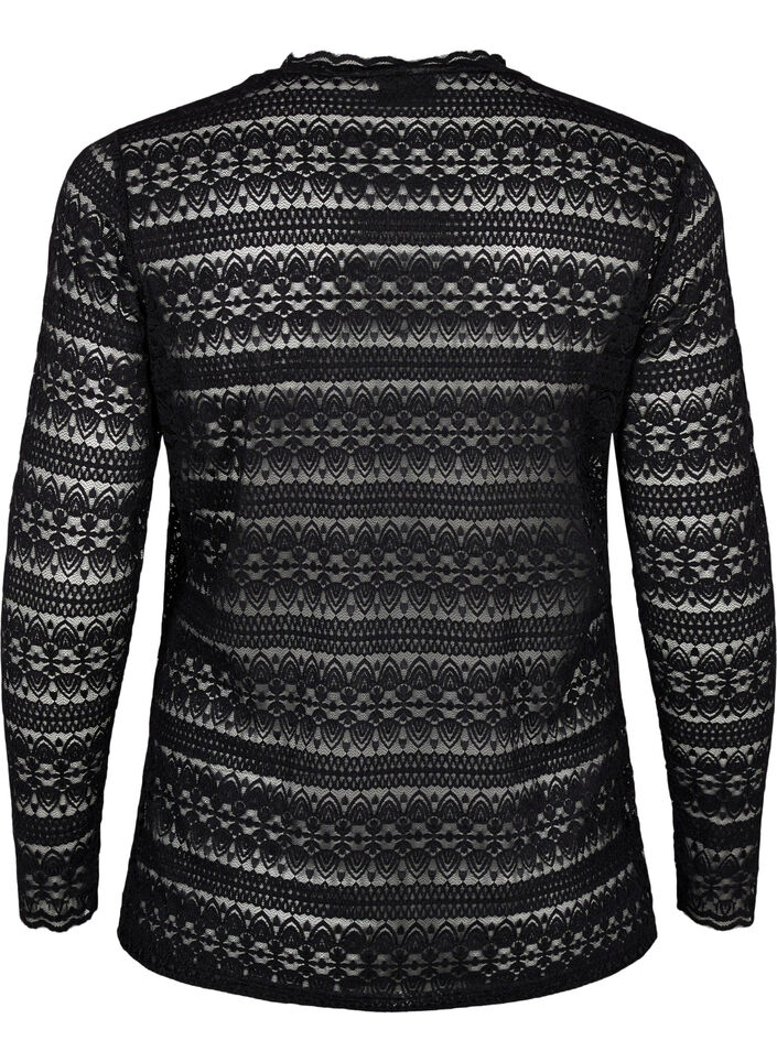 Blondebluse med lange ærmer, Black, Packshot image number 1