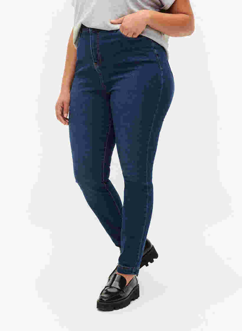 Ekstra højtaljede Bea jeans med super slim fit, Blue denim, Model image number 2