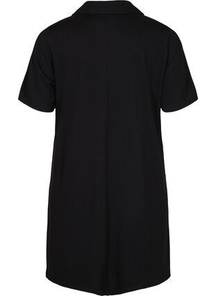 Kortærmet kjole med krave og lynlås, Black, Packshot image number 1