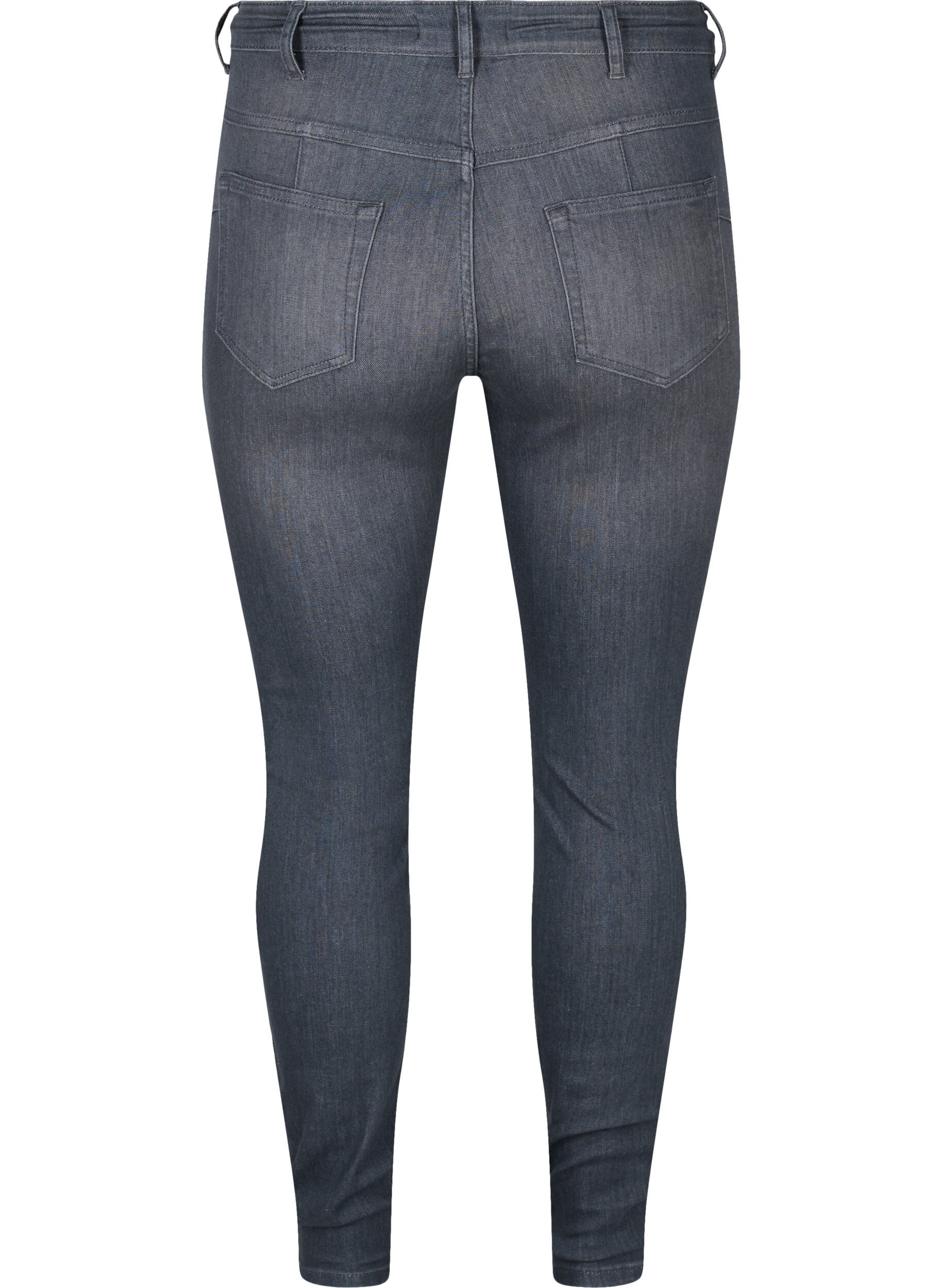 Zizzi Amy jeans med h&oslash;j talje og push up, Grey Denim, Packshot image number 1