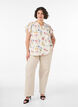 Bluse i h&oslash;r og viskose med fl&aelig;se&aelig;rmer, Beige, Model image number 1