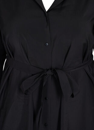 Viskose kjole med knapper og bælte, Black, Packshot image number 2
