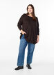 Strikbluse med knapper i siden, Brun, Model image number 1