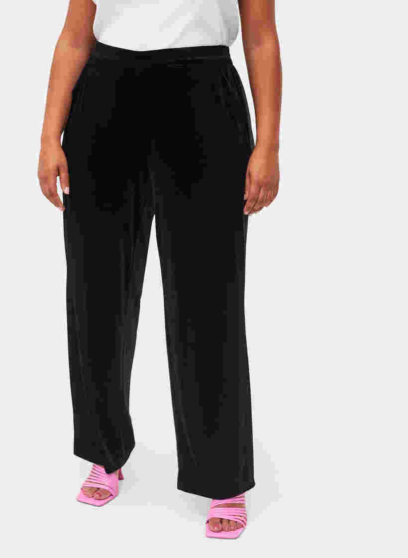Løse bukser i velour, Black, Model image number 2