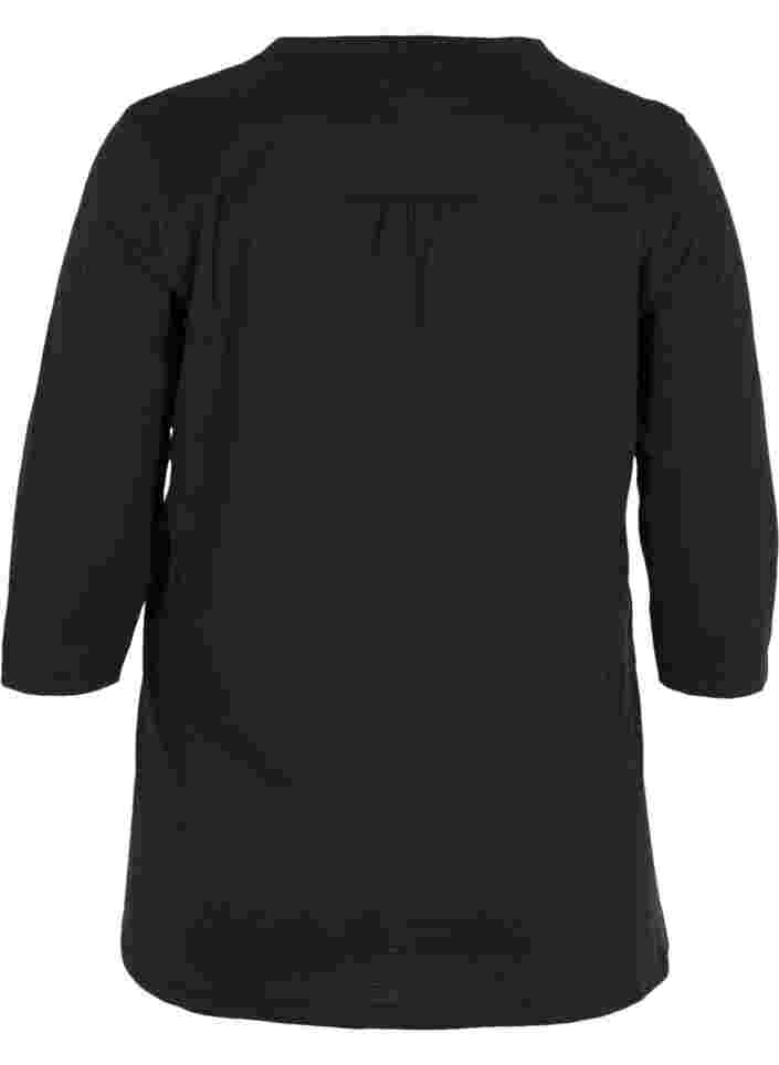 Bluse med 3/4 ærmer, Black, Packshot image number 1