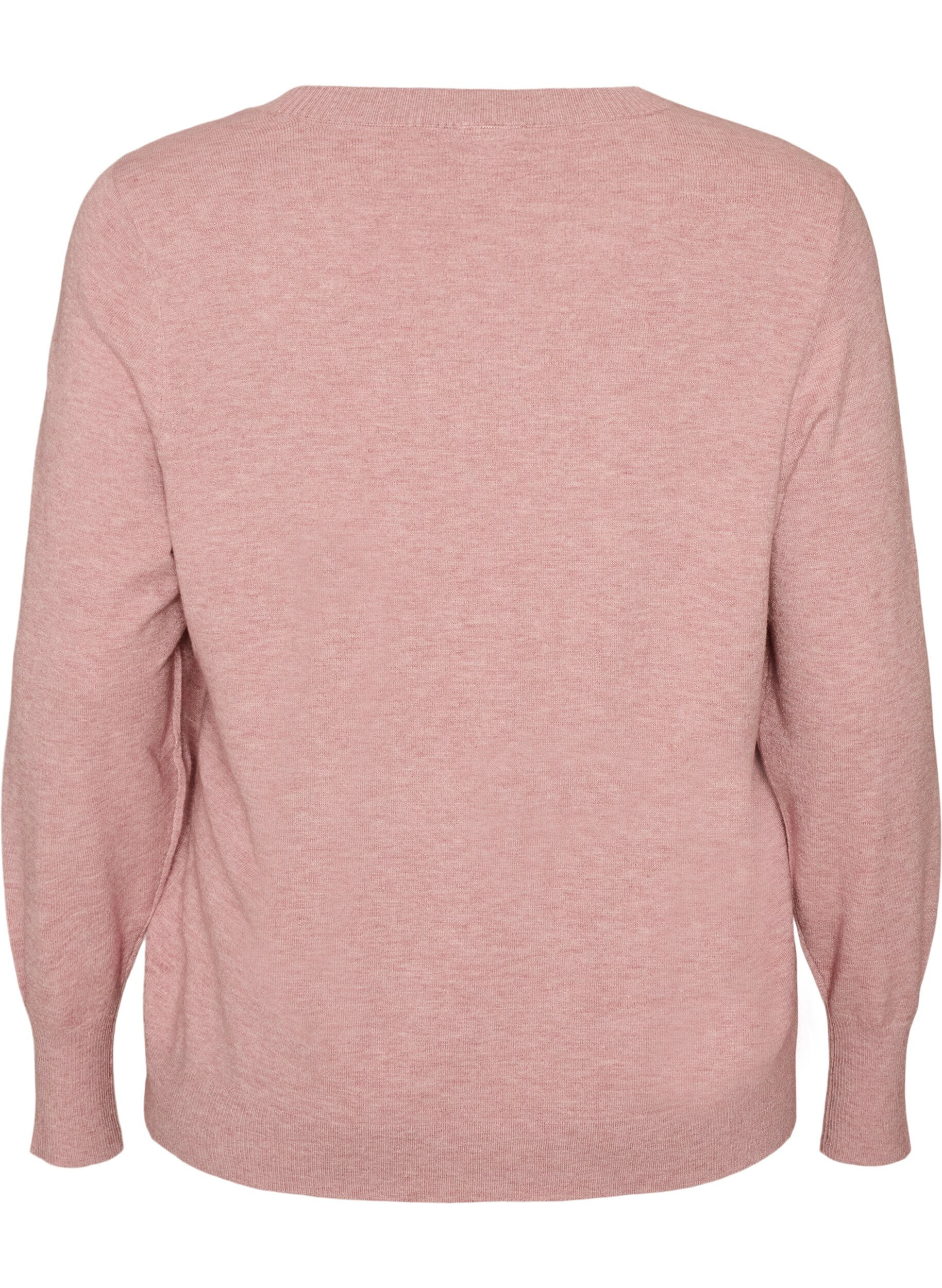ZizziStrikbluse med rund hals, Lyser&oslash;d, Packshot image number 1