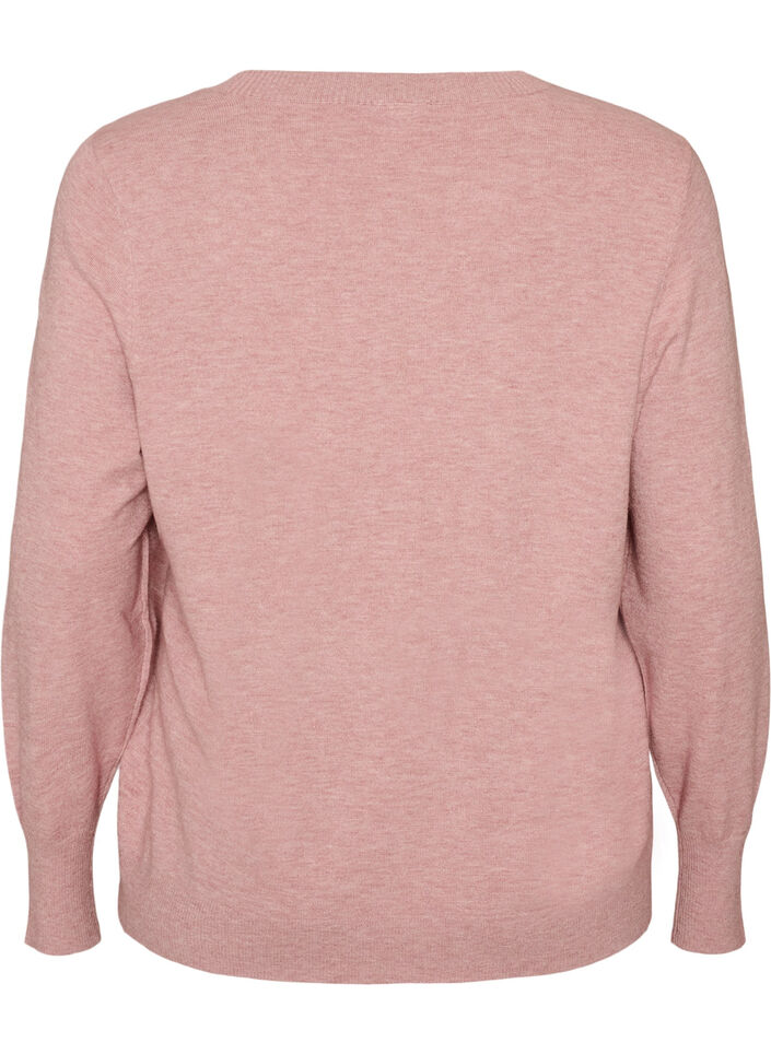 Strikbluse med rund hals, Lyser&oslash;d, Packshot image number 1