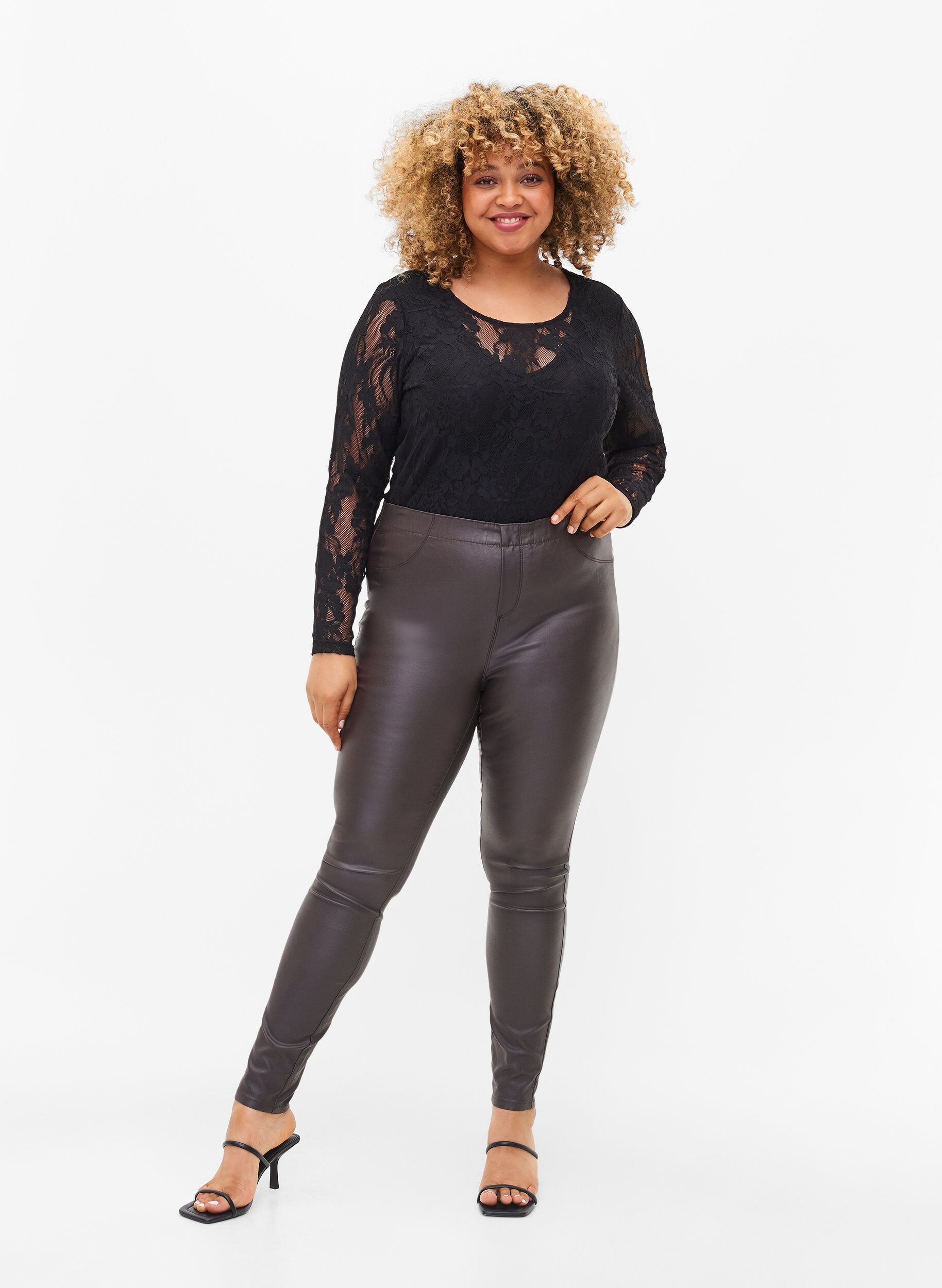Zizzi Coatede leggings i viskosemix, After Dark, Model image number 0