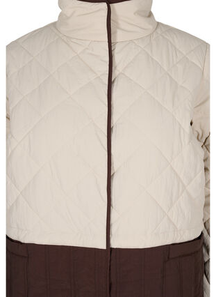 Lang quiltet jakke med color-block, Black Coffee Comb, Packshot image number 2