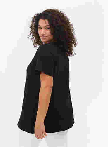 Kortærmet bomulds t-shirt med tryk, Black W. Love , Model image number 1