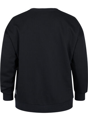 Sweatshirt med sporty tryk, Black, Packshot image number 1
