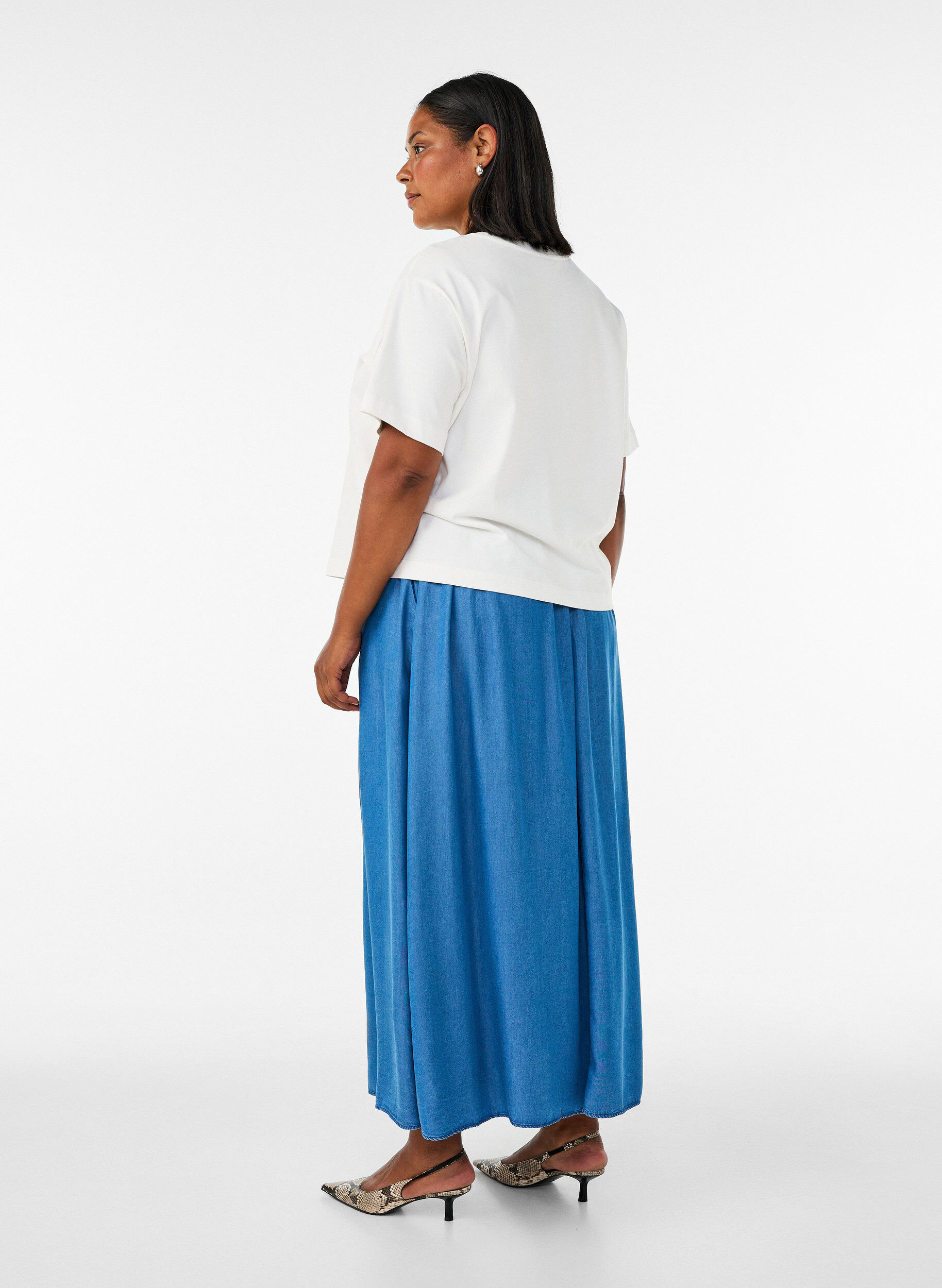 ZizziMaxinederdel i TENCEL&trade; lyocell med denimlook, Bl&aring;, Model image number 1