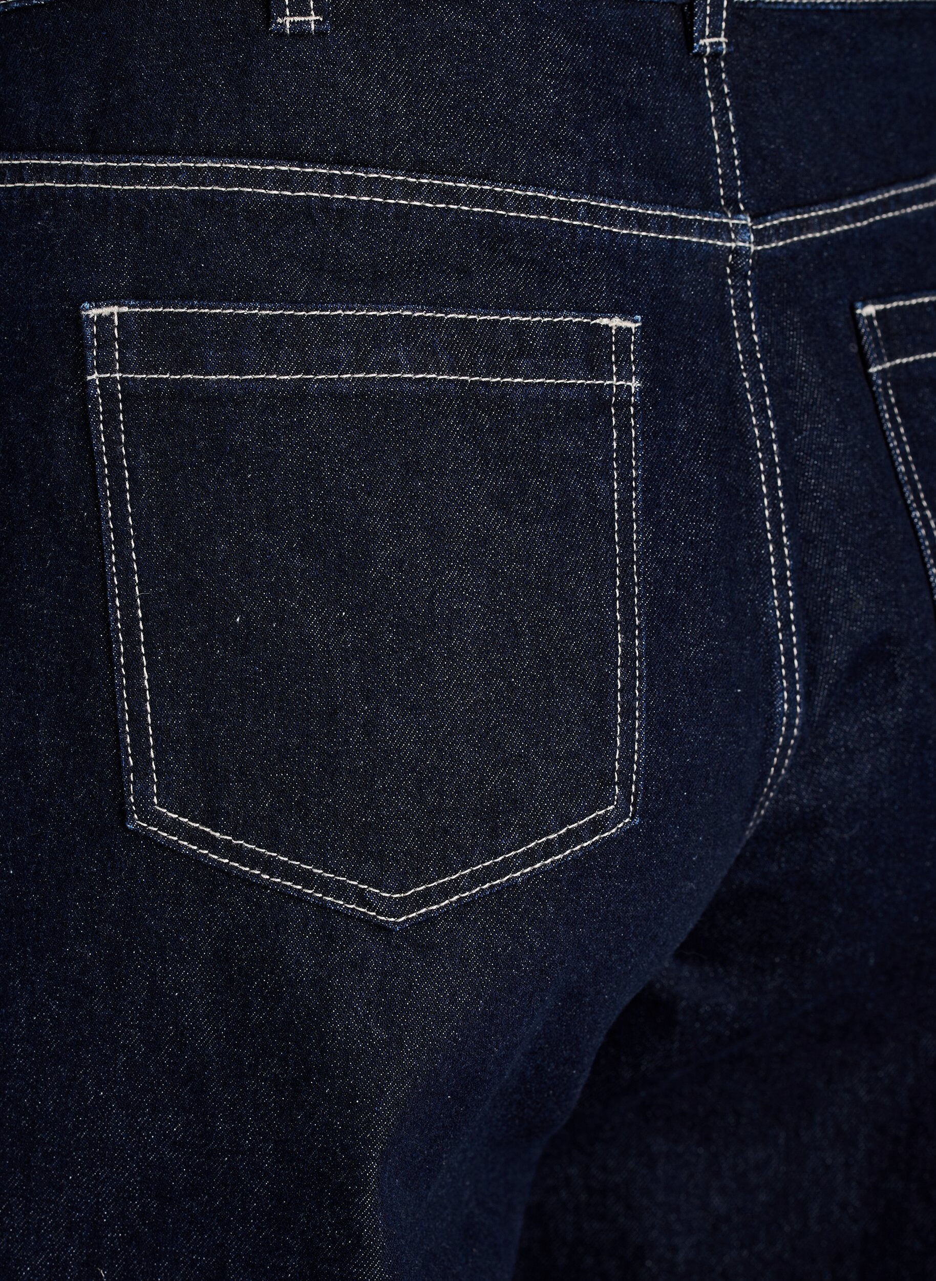 ZizziWide fit jeans med brede opsm&oslash;g og kontraststikninger, Bl&aring;, Packshot image number 3