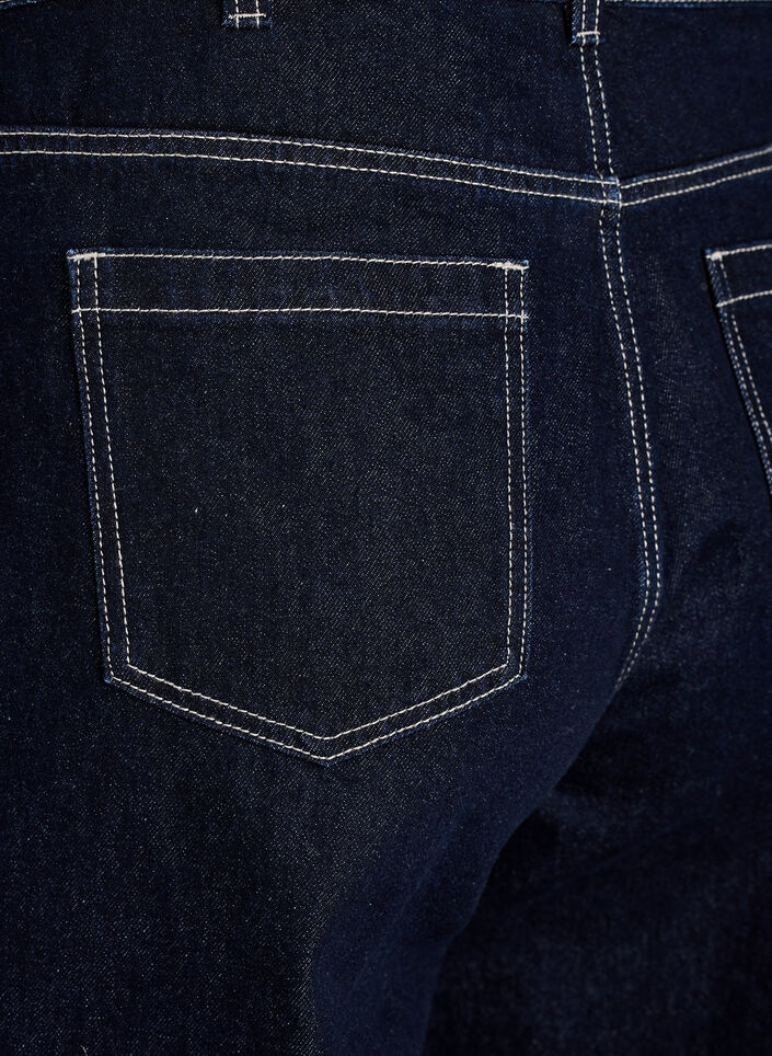Wide fit jeans med brede opsm&oslash;g og kontraststikninger, Bl&aring;, Packshot image number 3