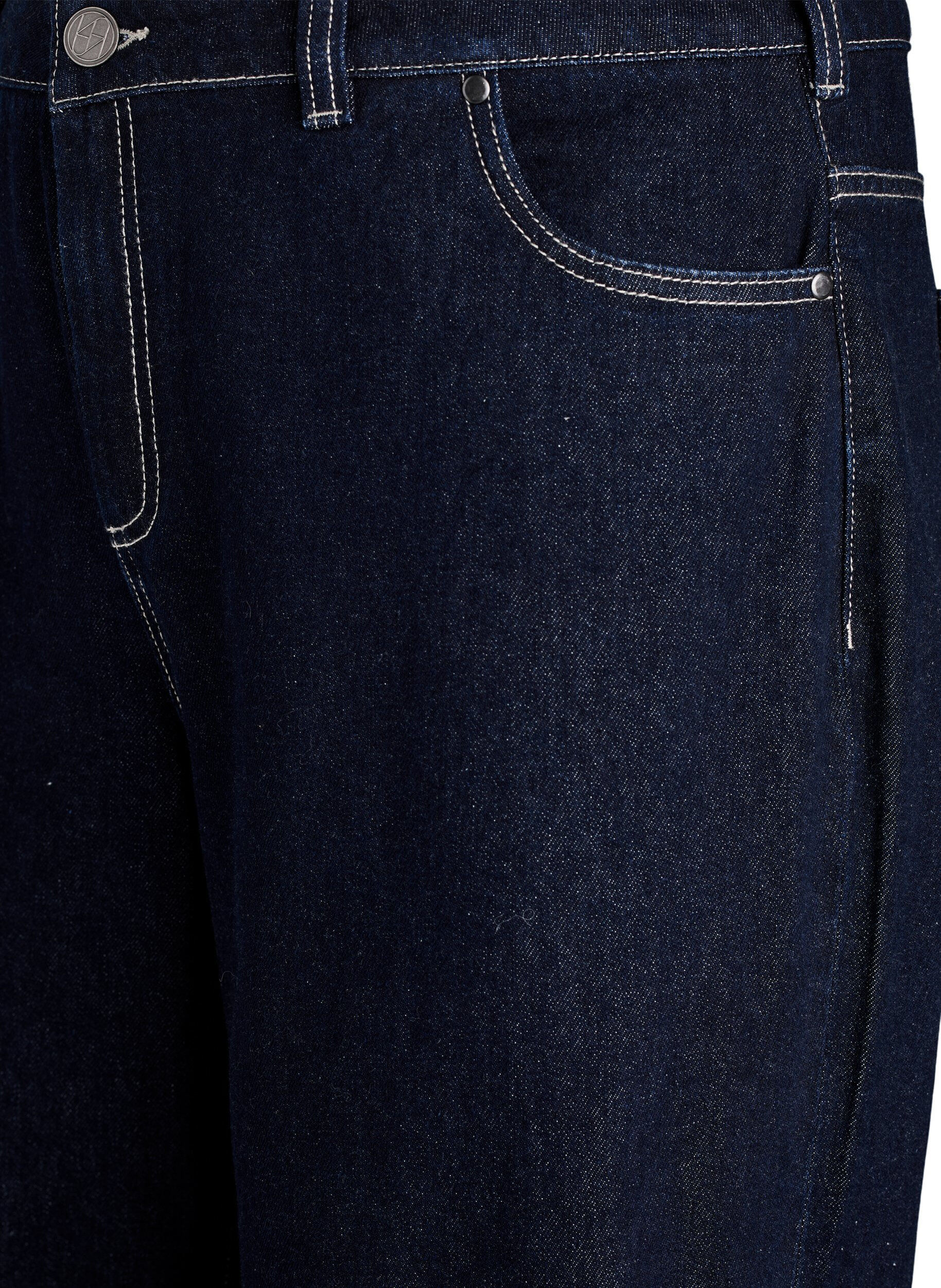 ZizziWide fit jeans med brede opsm&oslash;g og kontraststikninger, Bl&aring;, Packshot image number 2