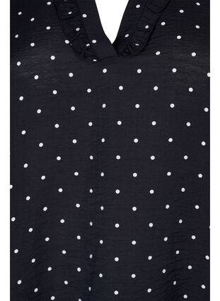 Prikket bluse med 3/4 ærmer i viskosekvalitet, Black Dot, Packshot image number 2