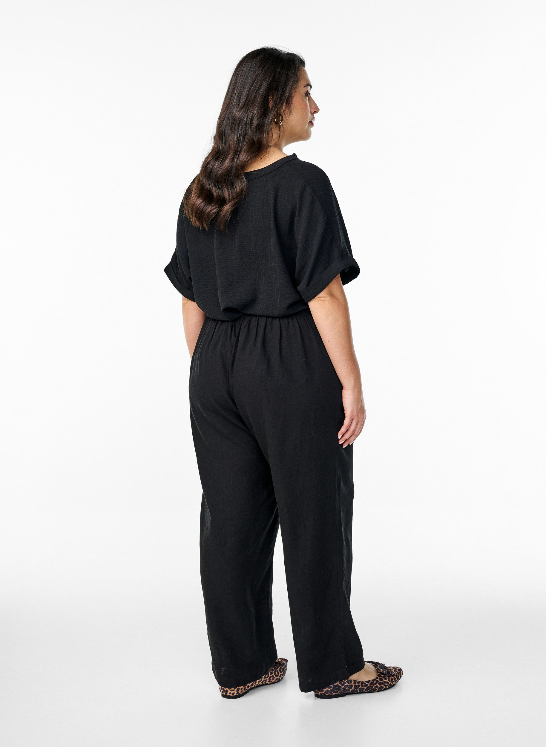 ZizziL&oslash;se bukser i h&oslash;r og viskose, Sort, Model image number 1