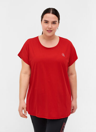 Ensfarvet trænings t-shirt, Haute Red, Model image number 0