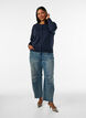 Finstrikket cardigan med rund hals, Bl&aring;, Model image number 1