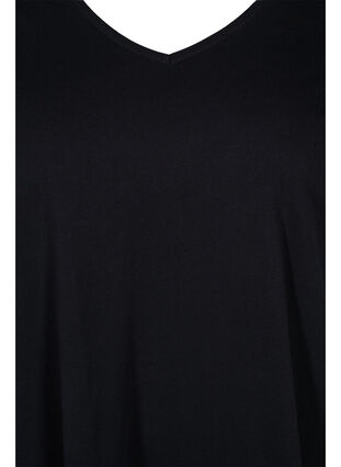 Kortærmet bomuldskjole med a-shape, Black, Packshot image number 2