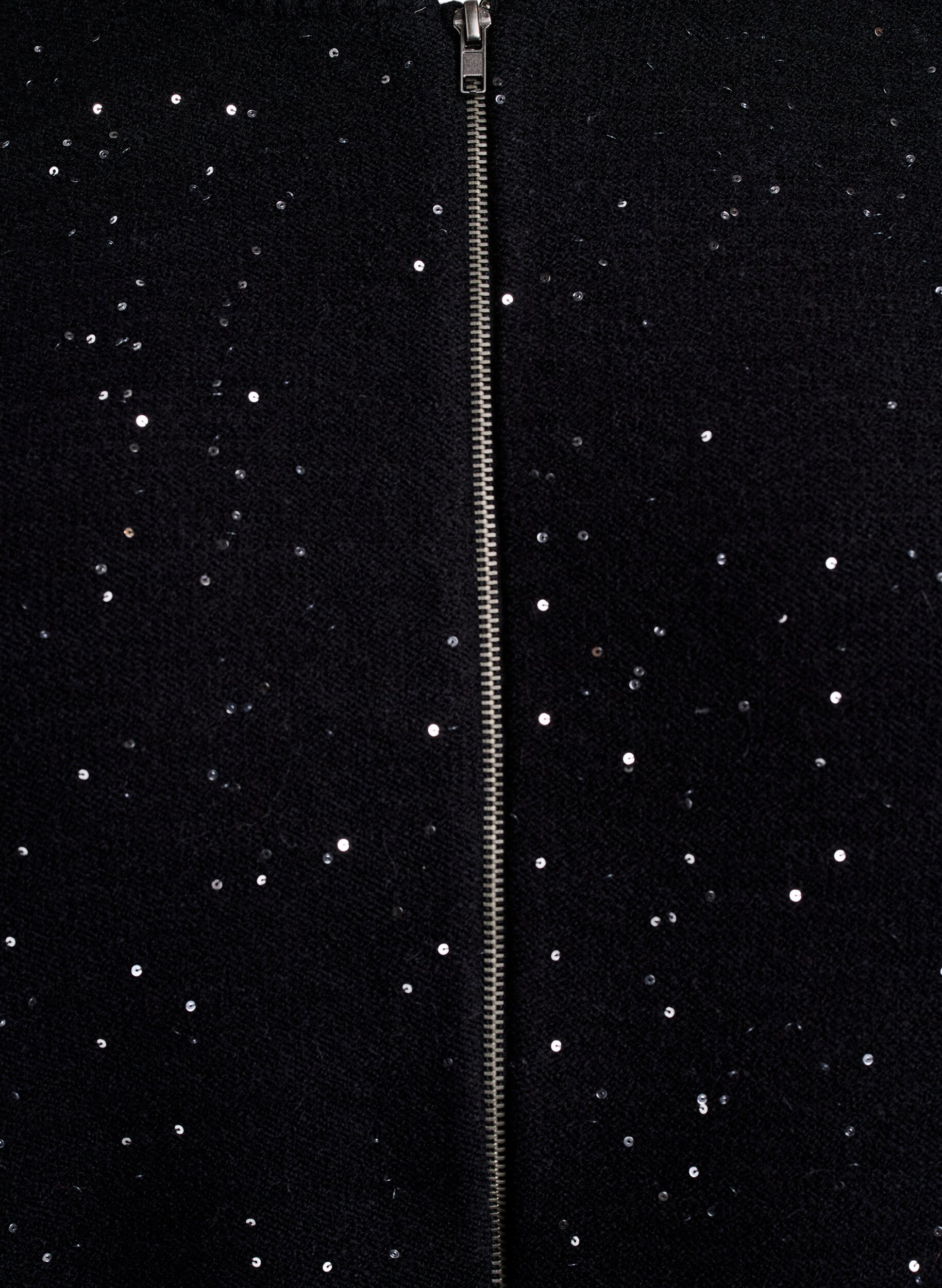 Zizzi Cardigan med lynl&aring;s og pailletter, Sort, Packshot image number 2