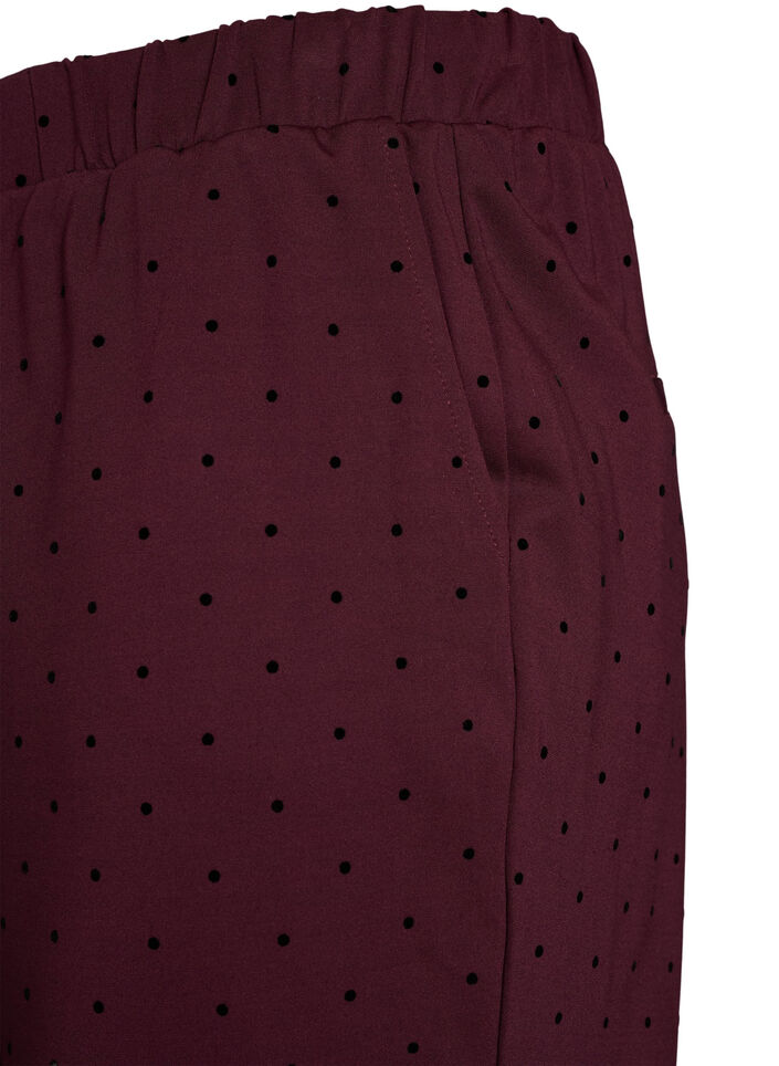 Prikkede bukser med h&oslash;j talje og lige ben, R&oslash;d, Packshot image number 2