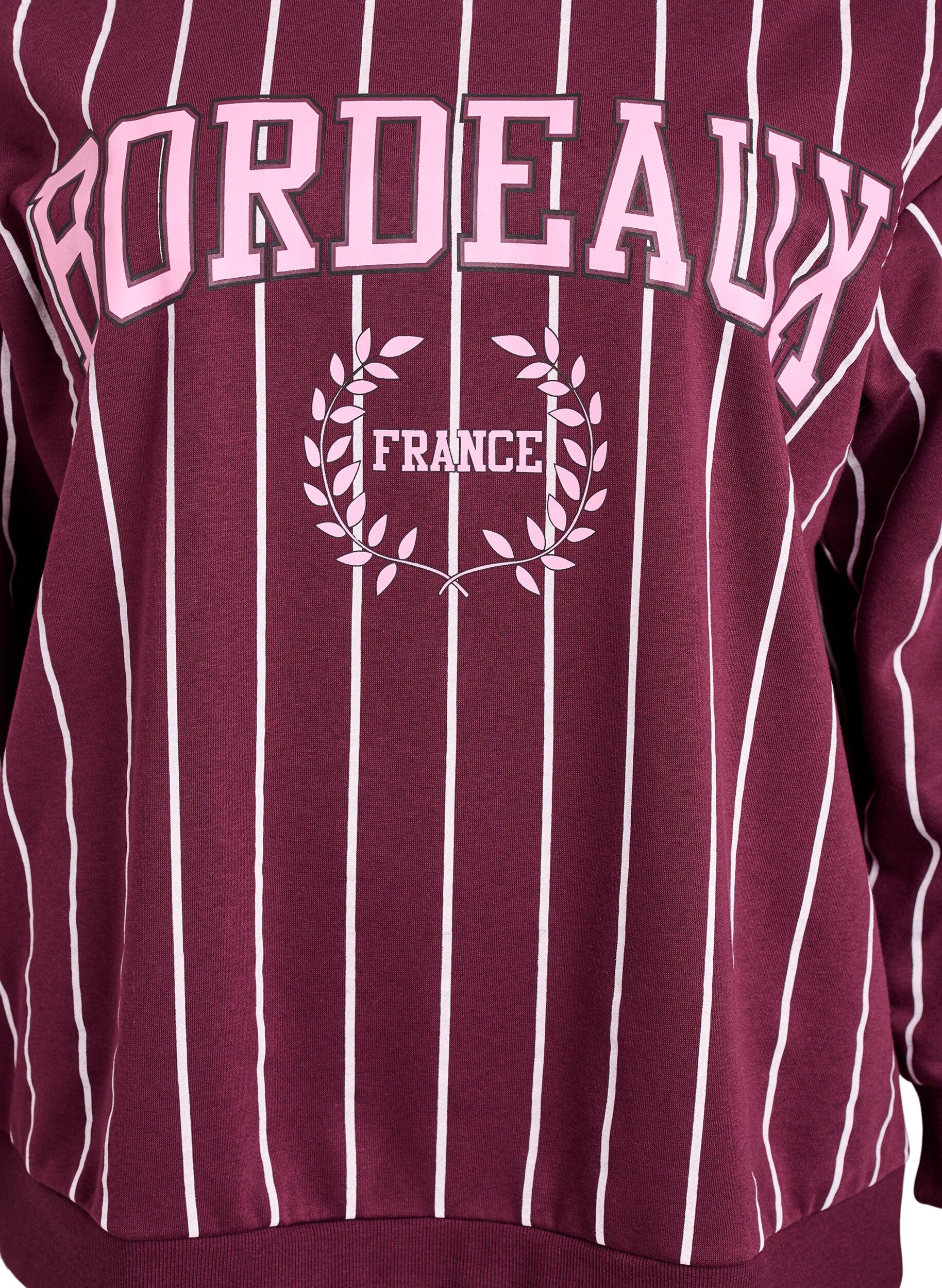 Zizzi Stribet sweatshirt med tekstprint, R&oslash;d, Packshot image number 2