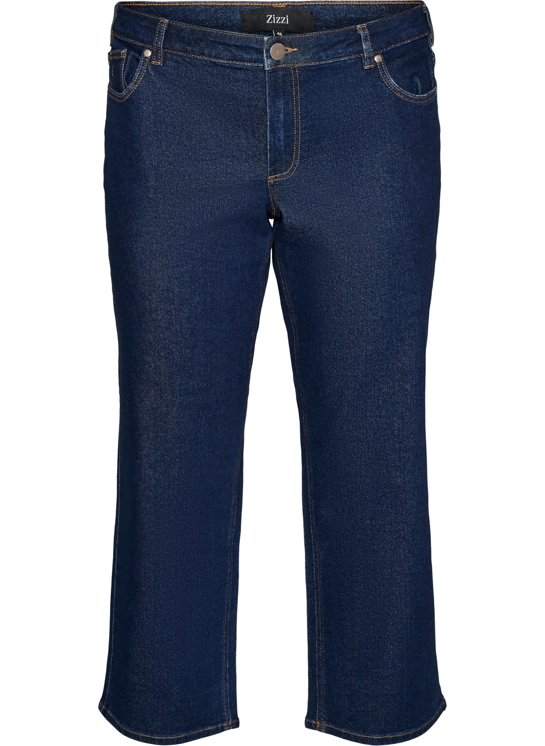 ZizziCropped straight fit jeans med regul&aelig;r talje, Bl&aring;, Packshot image number 0