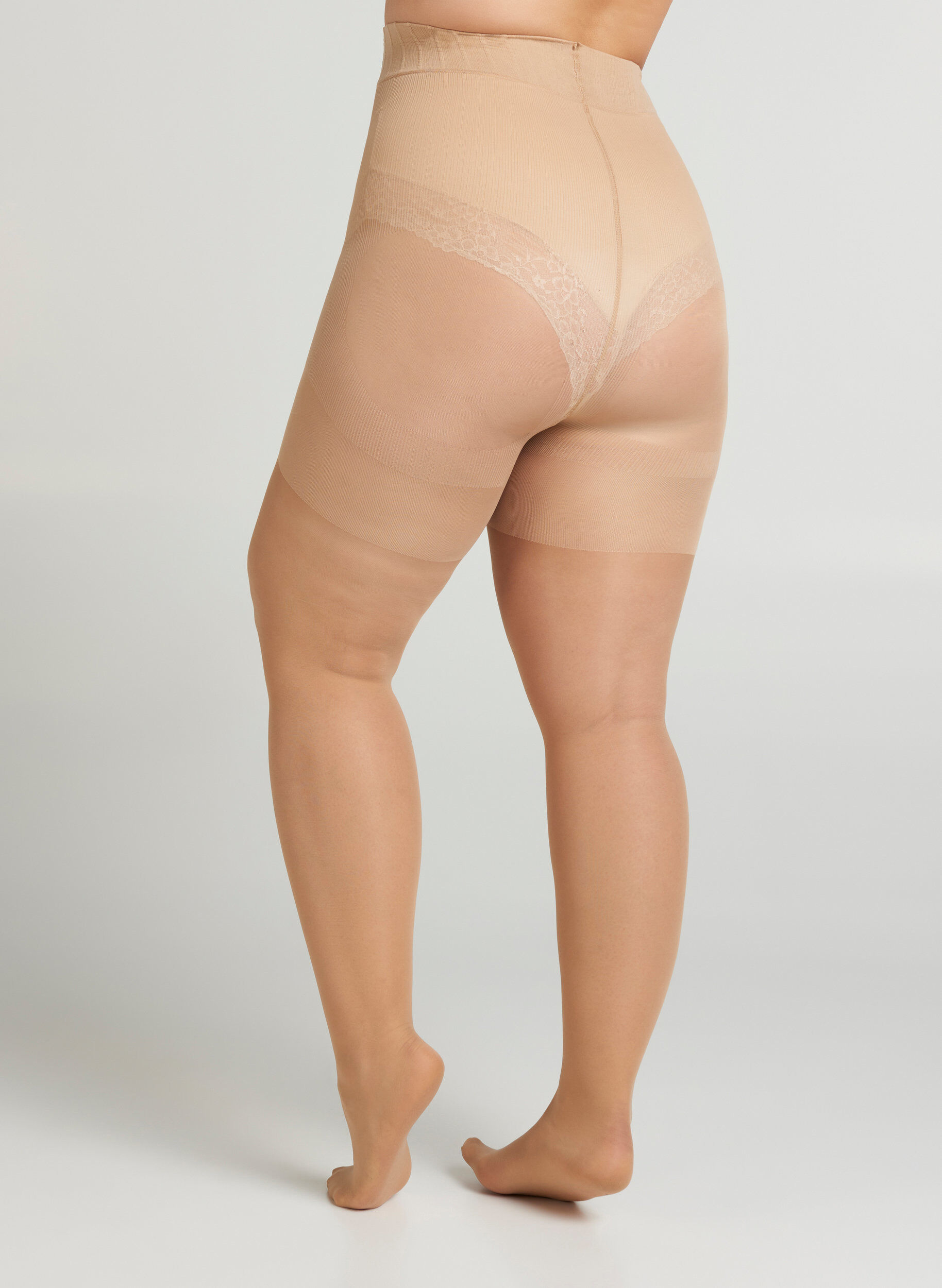 ZizziStr&oslash;mpebukser 40 denier med push-up og shape effekt, Beige, Model image number 2